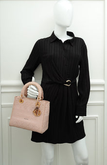 Christian Dior Rosewood Lady D-Lite Cannage Embroidery Medium Bag