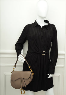 Christian Dior Etoupe Saddle Medium Bag W/ Extra Strap