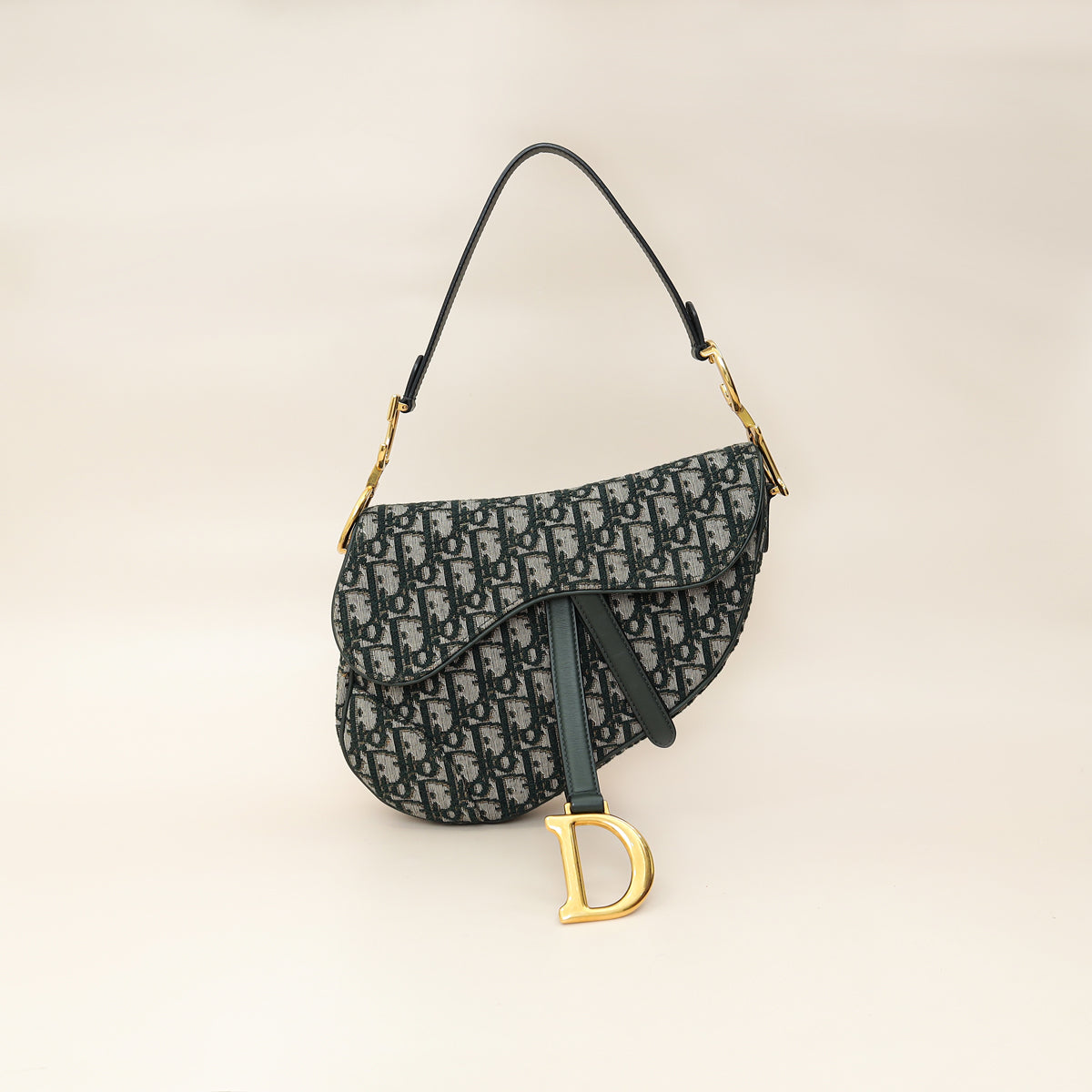 Christian Dior Green Oblique Saddle Medium Bag
