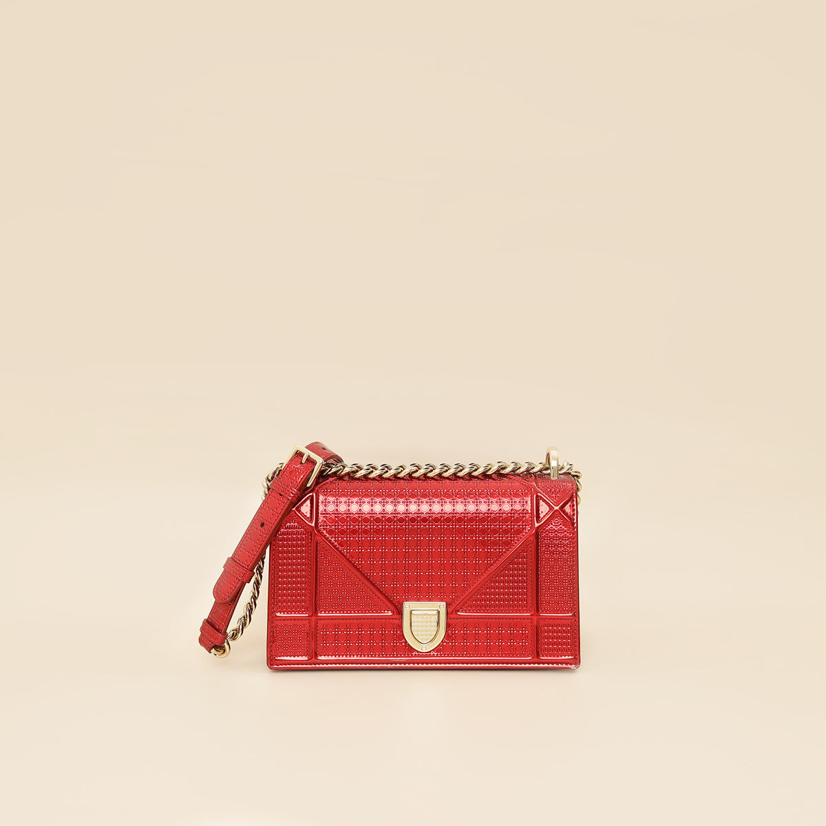 Christian Dior Red Micro Cannage Diorama Small Shoulder Bag