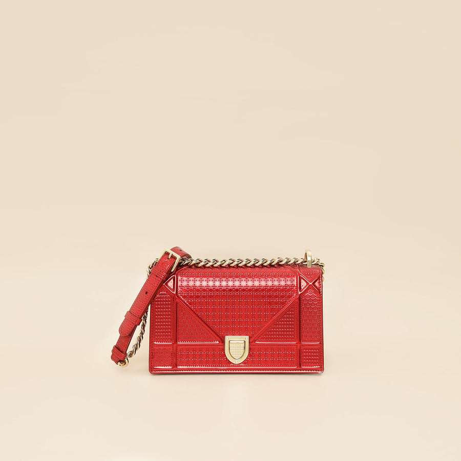 Christian Dior Red Micro Cannage Diorama Small Shoulder Bag