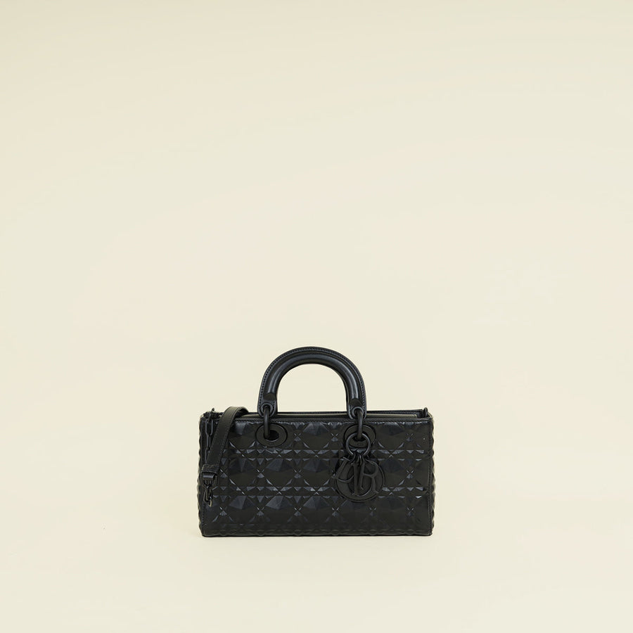 Christian Dior Black Cannage Diamond Lady D-Joy Medium Bag