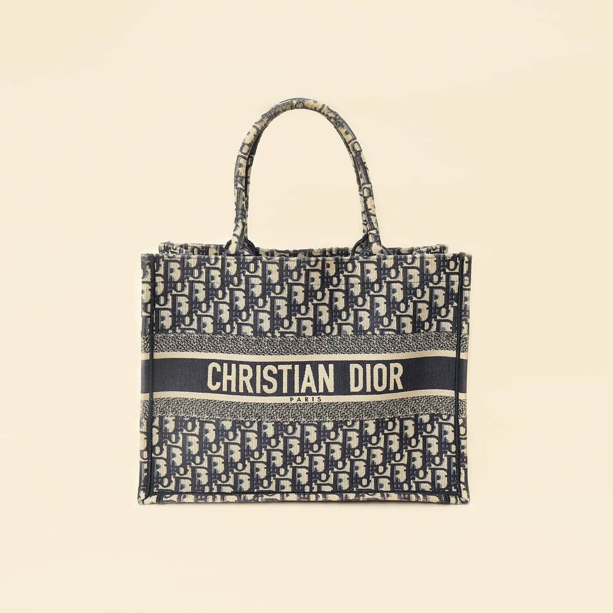 Christian Dior Navy Blue Oblique Book Tote Medium Bag
