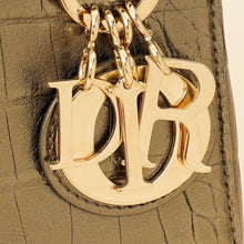 Christian Dior Metallic olive Lady Dior Alligator Mini Chain Bag
