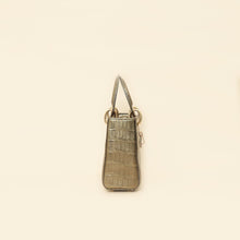 Christian Dior Metallic olive Lady Dior Alligator Mini Chain Bag
