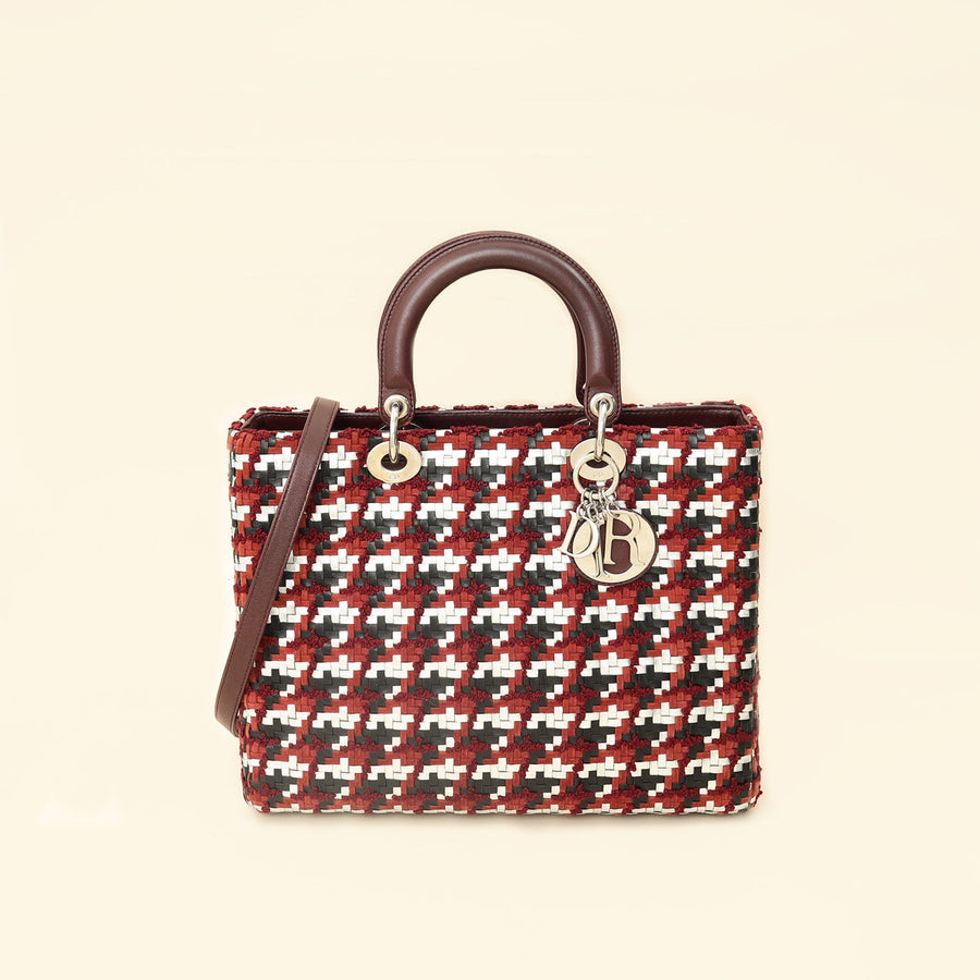 Christian Dior Multicolor Woven Lady Dior Large Bag