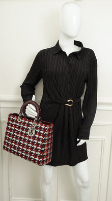 Christian Dior Multicolor Woven Lady Dior Large Bag