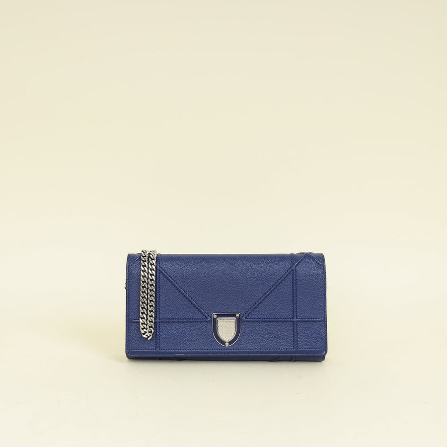 Christian Dior Dark Blue Diorama Wallet On Chain
