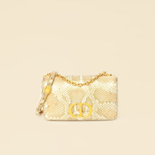 Christian Dior Metallic Golden Beige Python Caro Flap Medium Shoulder Bag