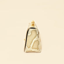 Christian Dior Metallic Golden Beige Python Caro Flap Medium Shoulder Bag