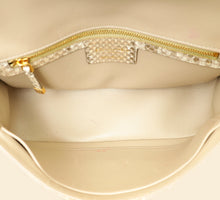 Christian Dior Metallic Golden Beige Python Caro Flap Medium Shoulder Bag