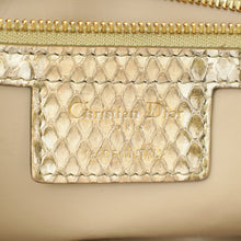 Christian Dior Metallic Golden Beige Python Caro Flap Medium Shoulder Bag
