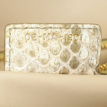 Christian Dior Metallic Golden Beige Python Caro Flap Medium Shoulder Bag