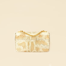 Christian Dior Metallic Golden Beige Python Caro Flap Medium Shoulder Bag
