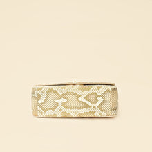 Christian Dior Metallic Golden Beige Python Caro Flap Medium Shoulder Bag