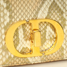 Christian Dior Metallic Golden Beige Python Caro Flap Medium Shoulder Bag