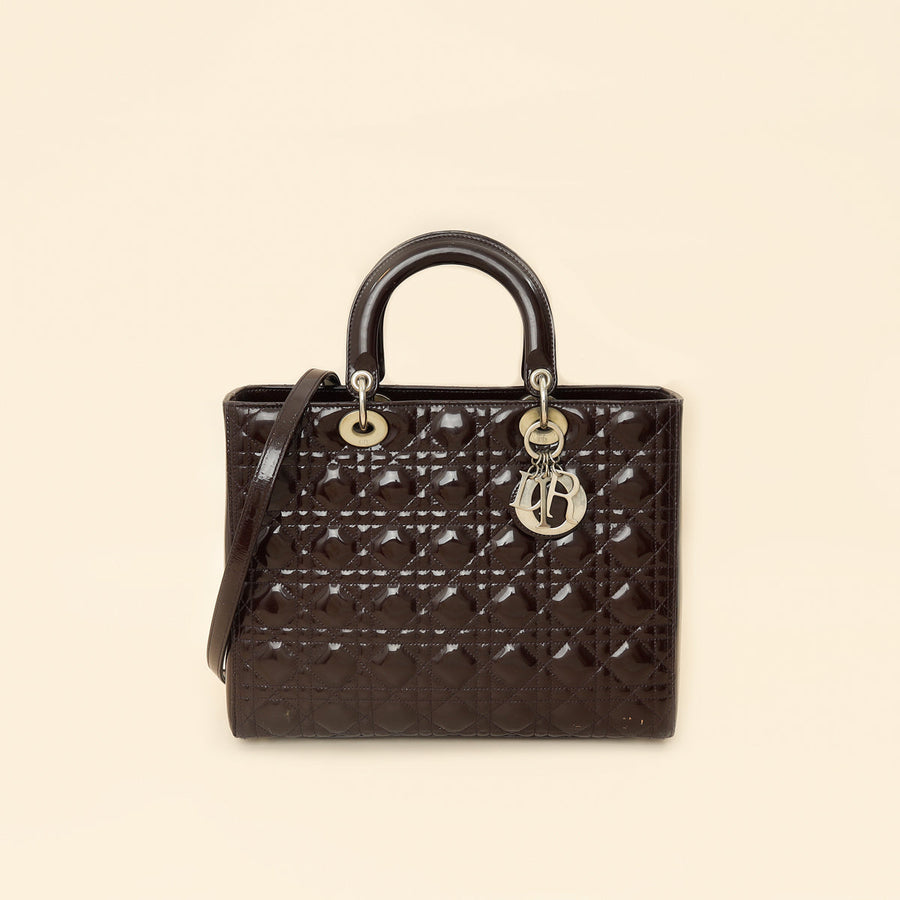 Christian Dior Chocolate Lady Dior Large Bag