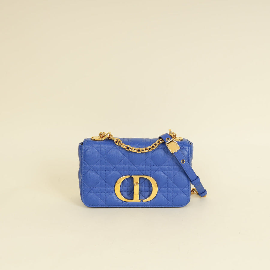 Christian Dior Royal Blue Caro Cannage Flap Small Bag