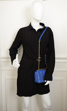 Christian Dior Royal Blue Caro Cannage Flap Small Bag
