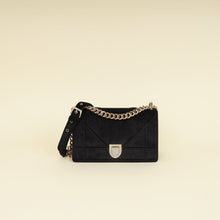 Christian Dior Black Diorama Velvet Small Crystal Lock Shoulder Bag