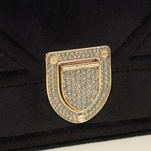 Christian Dior Black Diorama Velvet Small Crystal Lock Shoulder Bag