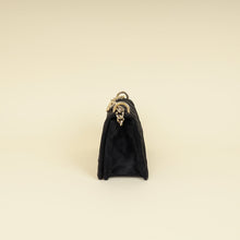 Christian Dior Black Diorama Velvet Small Crystal Lock Shoulder Bag