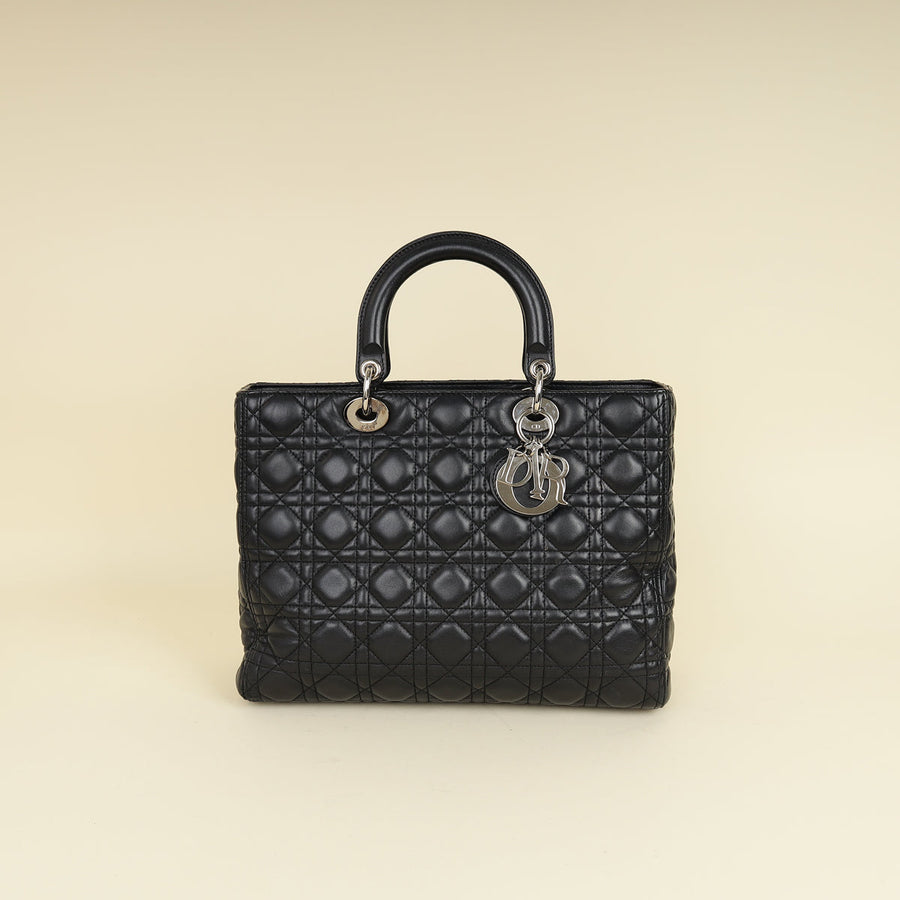 Christian Dior Black Lady Dior Large Bag