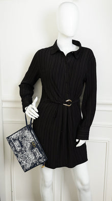 Christian Dior Navy Blue Toile De Jouy 30 Montaigne Pouch