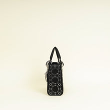 Christian Dior Black Satin Strass Cannage Mini Lady Dior Bag