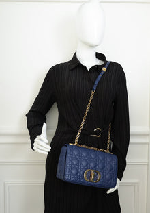 Christian Dior Royal Blue Caro Cannage Flap Medium Bag