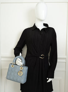 Christian Dior Grey Blue Lady Dior My ABCDior Small Bag