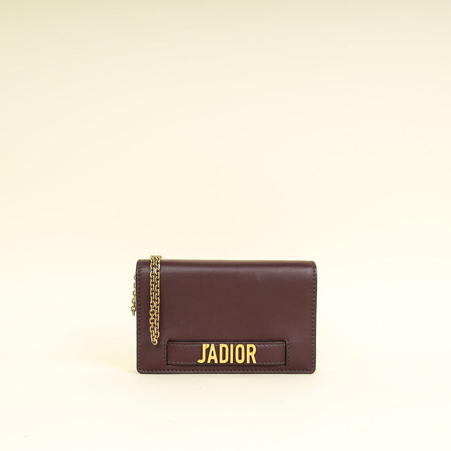 Christian Dior Burgundy J'Adior Wallet on Chain