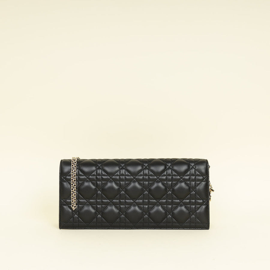 Christian Dior Black Lady Dior Convertible Chain Clutch