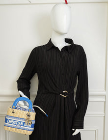 Christian Dior Florescent Blue Lady Dior Wicker Mini Bag