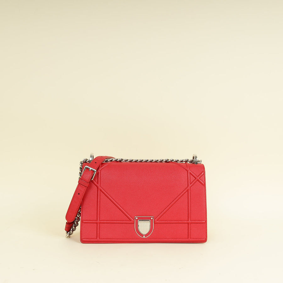 Christian Dior Red Diorama Medium Flap Bag