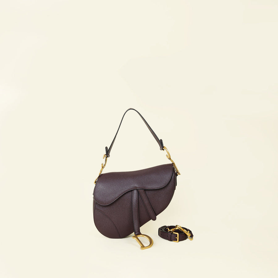 Christian Dior Burgundy Medium Saddle Bag