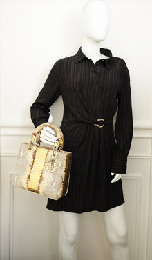 Christian Dior Bicolor Python Lady Dior Medium Bag