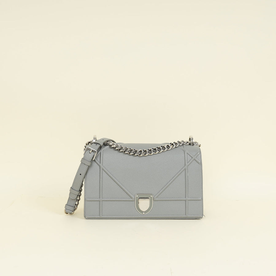 Christian Dior Grey Diorama Medium Shoulder Bag