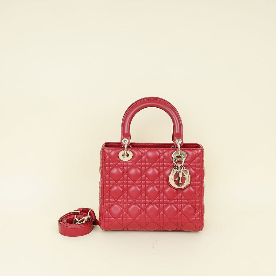 Christian Dior Red Lady Dior Medium Bag