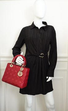 Christian Dior Red Lady Dior Medium Bag