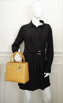 Christian Dior Yellow Lady Dior Medium Bag