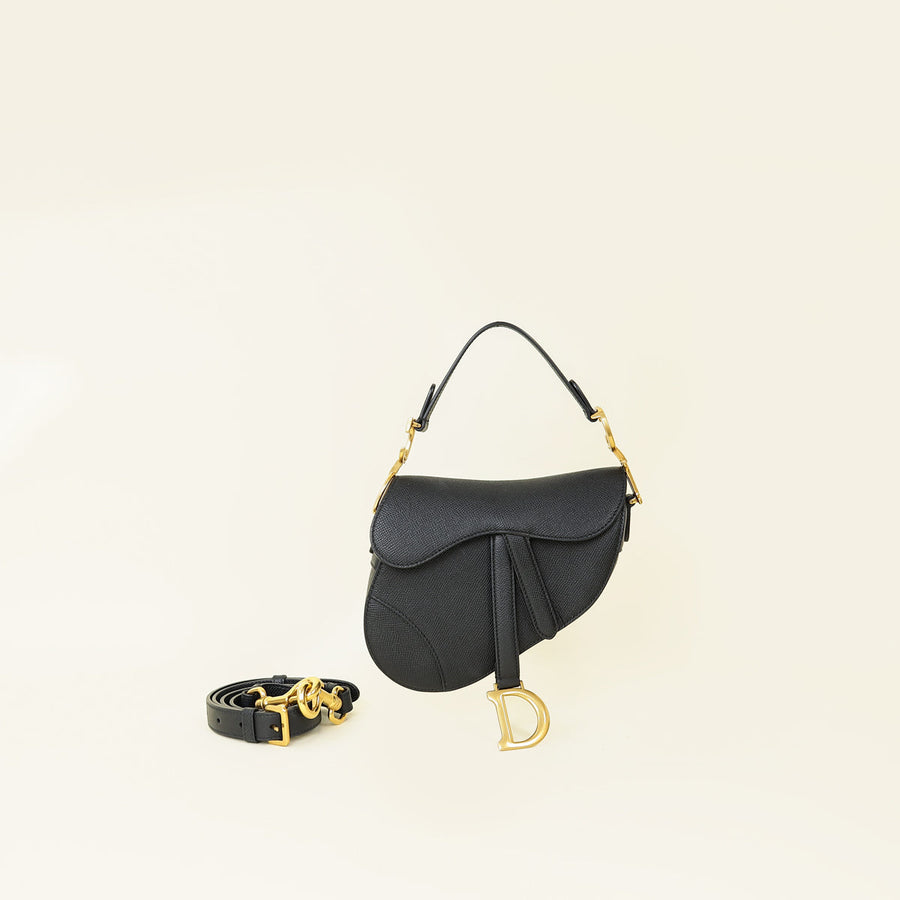 Christian Dior Black Mini Saddle Bag with Strap