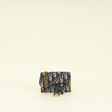 Christian Dior Navy Blue Oblique Nano Saddle Pouch With Chain
