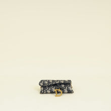 Christian Dior Navy Blue Oblique Nano Saddle Pouch With Chain