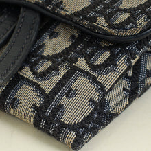 Christian Dior Navy Blue Oblique Nano Saddle Pouch With Chain