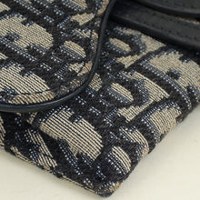 Christian Dior Navy Blue Oblique Nano Saddle Pouch With Chain