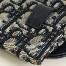 Christian Dior Navy Blue Oblique Nano Saddle Pouch With Chain