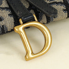 Christian Dior Navy Blue Oblique Nano Saddle Pouch With Chain