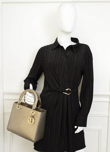 Christian Dior Champaign Microcannage Lady Dior Medium Bag