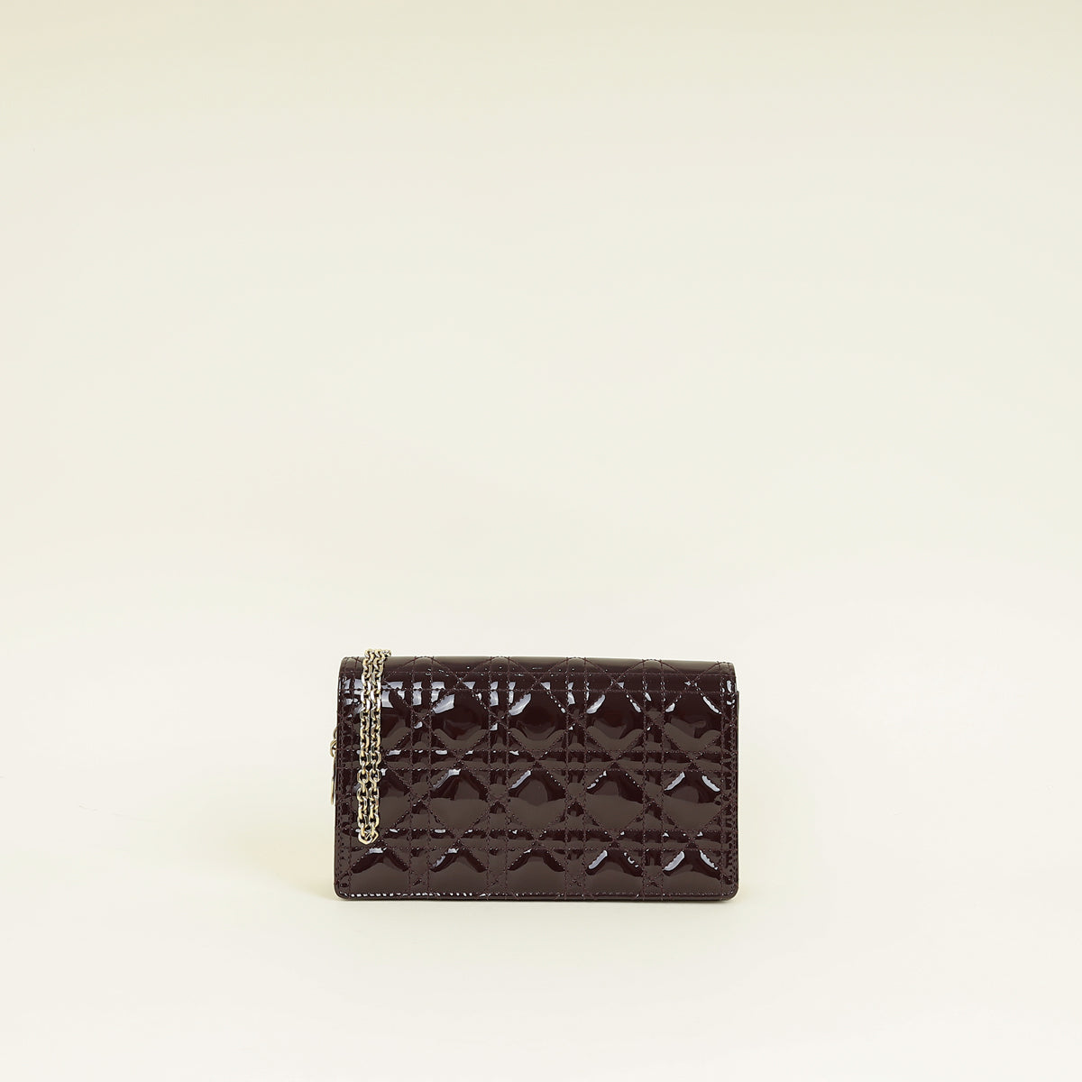 Christian Dior Burgundy Lady Dior Pouch With Chain
